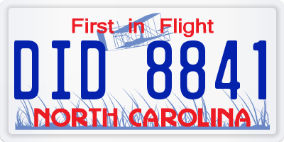 NC license plate DID8841