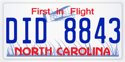 NC license plate DID8843