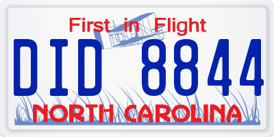NC license plate DID8844