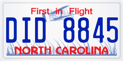 NC license plate DID8845