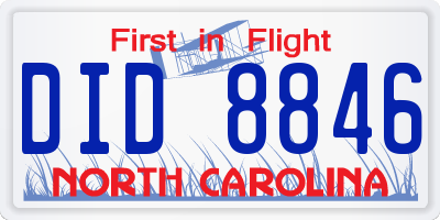 NC license plate DID8846