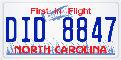 NC license plate DID8847