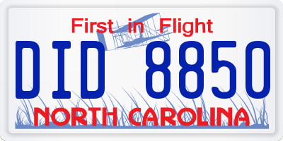 NC license plate DID8850