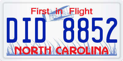 NC license plate DID8852