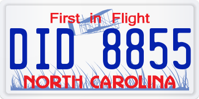 NC license plate DID8855