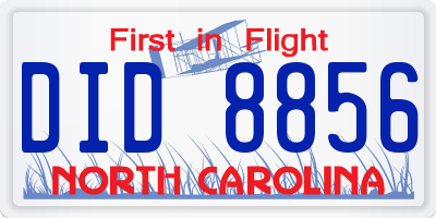 NC license plate DID8856