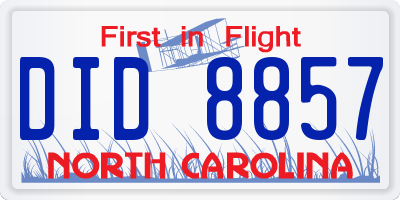 NC license plate DID8857