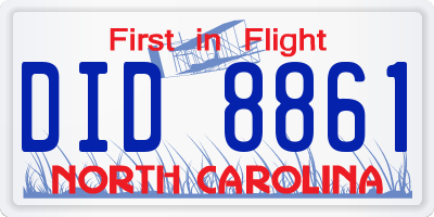 NC license plate DID8861