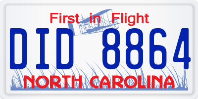 NC license plate DID8864