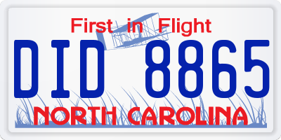NC license plate DID8865