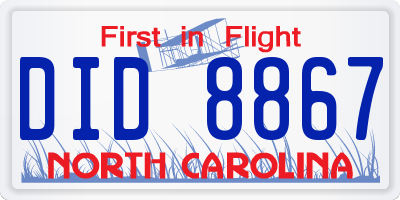 NC license plate DID8867
