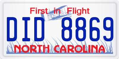 NC license plate DID8869