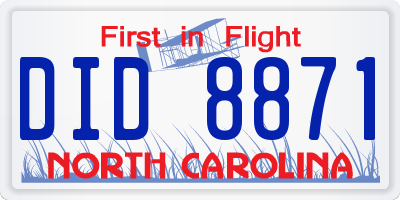 NC license plate DID8871