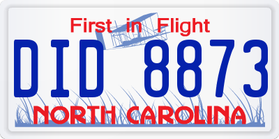NC license plate DID8873