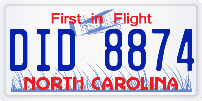 NC license plate DID8874