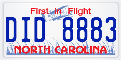 NC license plate DID8883