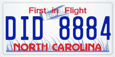 NC license plate DID8884