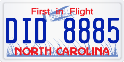 NC license plate DID8885
