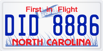 NC license plate DID8886