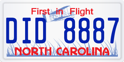 NC license plate DID8887