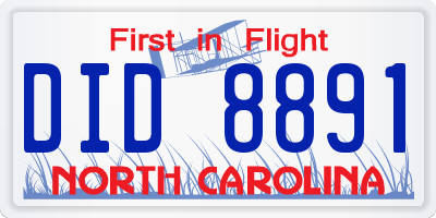 NC license plate DID8891