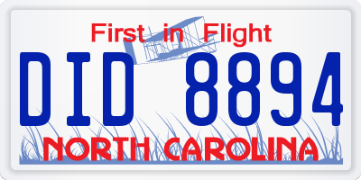 NC license plate DID8894