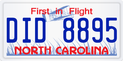 NC license plate DID8895