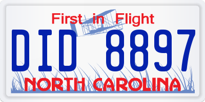 NC license plate DID8897