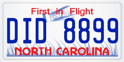 NC license plate DID8899