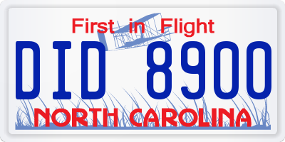 NC license plate DID8900