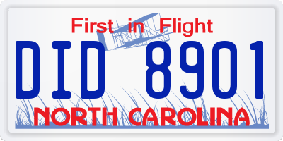NC license plate DID8901