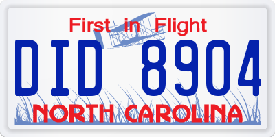 NC license plate DID8904