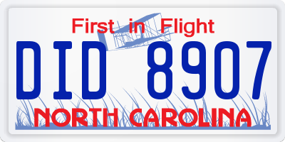 NC license plate DID8907