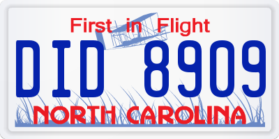 NC license plate DID8909