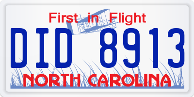 NC license plate DID8913