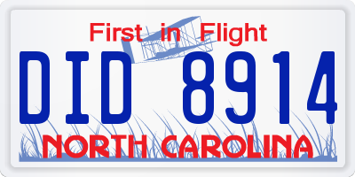NC license plate DID8914