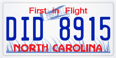 NC license plate DID8915