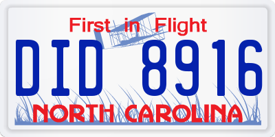 NC license plate DID8916