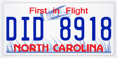NC license plate DID8918