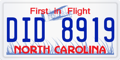 NC license plate DID8919