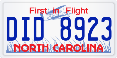 NC license plate DID8923
