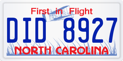 NC license plate DID8927