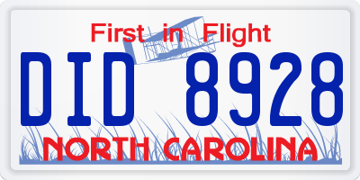 NC license plate DID8928