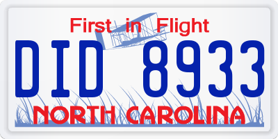 NC license plate DID8933