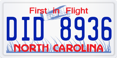 NC license plate DID8936