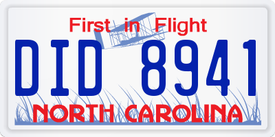 NC license plate DID8941