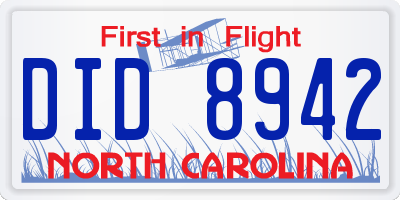 NC license plate DID8942