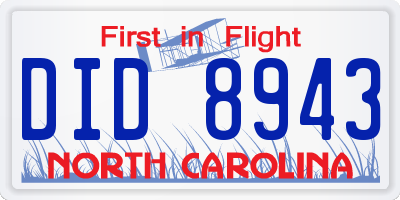 NC license plate DID8943