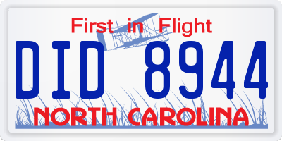 NC license plate DID8944