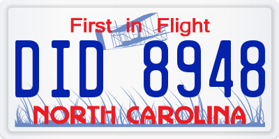 NC license plate DID8948